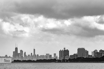The Chicago skyline from Montrose Park.