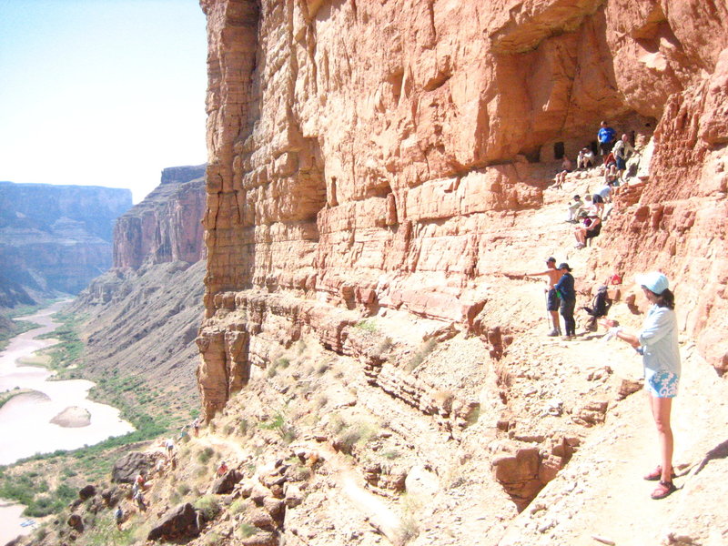 Hikers approaching the granaries