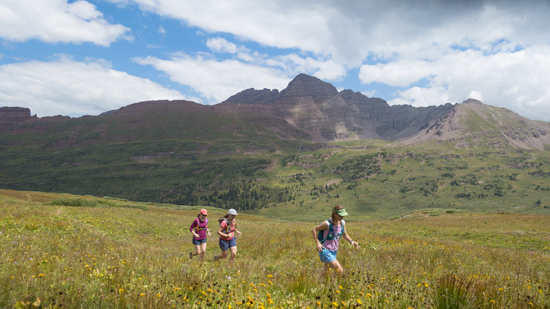 Running up heavenly Fravert Basin. Photo: Michelle Smith