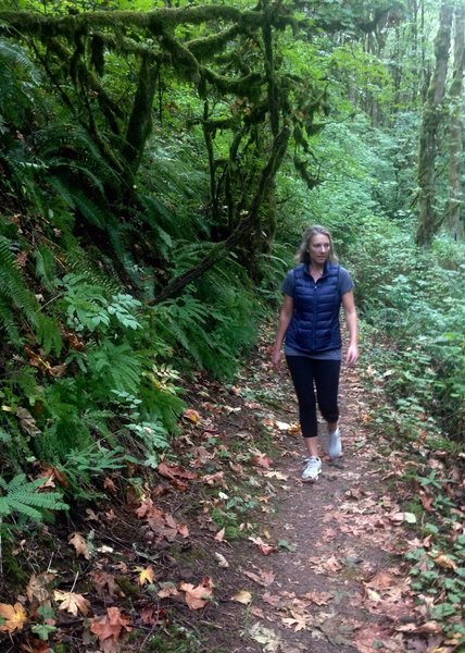 A hiker out for some evening exercise checks out the early fall colors along Rocking Chair Creek on the Nature Trail. Bill Cunningham Photo