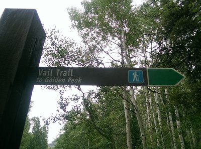 Look for this trail marker sign off Sunburst Dr to locate the eastern end of the Vail Trail