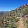 The view along Lower Sunset's cliffside trail. The Florida Mountains are visible in the distance.