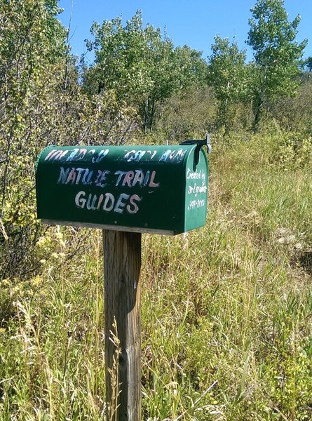 A 3rd grade class from the nearby school provides nature trail guides from this mailbox.