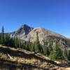 Holy Cross pops into view below Half Moon Pass. Its namesake cross can't be seen this late in the summer, but is stunning in the spring and early summer.