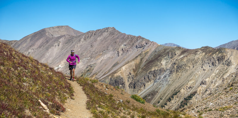 Michelle Smith turns the corner toward Grizzly Lake during a sublime late Summer outing in the alpine.