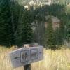 Near the hiker's bridge, there are signs directing hikers and horses to different ways to cross the creek