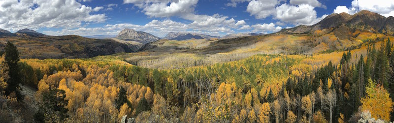 Don't miss this panoramic viewpoint right off the trail. It is an epic place to view the changing aspens in the fall.