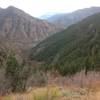 A view down Blacksmith Fork Canyon from the trail