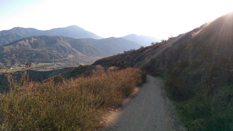 View looking north after the trail tops out towards Yucaipa Ridge and the northern end of the town of Yucaipa.