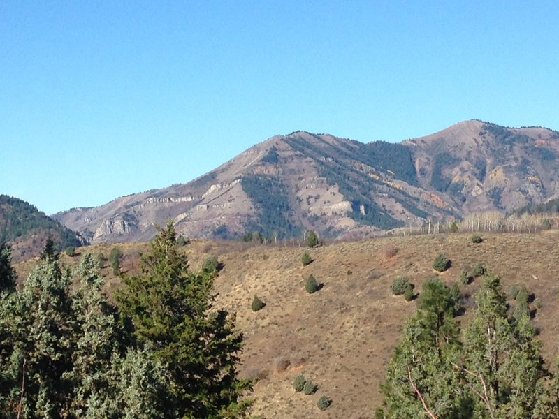 A view of Mount Beirdneau (far right) and the surrounding area in Logan Canyon.