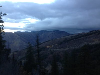 A view of the Northern Bear River Range and a small stand of golden aspens from the Spring Hollow viewpoint before getting to the switchbacks.
