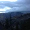 A view of the Northern Bear River Range and a small stand of golden aspens from the Spring Hollow viewpoint before getting to the switchbacks.