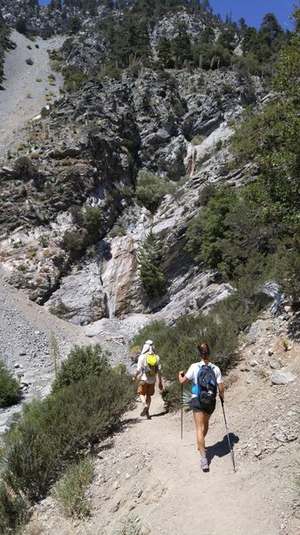 Heading over to the San Antonio Falls. Not the main event but well worth the detour from the Mt. Baldy trail!