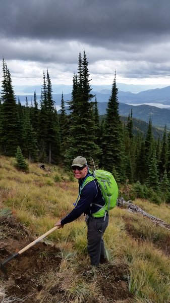 Dave Reseska builds trail on a work day