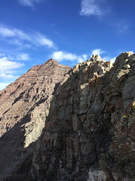 A view of the remaining route from the start of the scrambling.