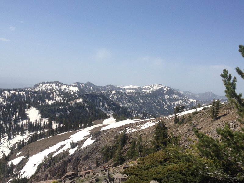 A view from Doubletop looking out over the ridge and parts of the Bear River Range to the south