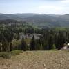 A view of Crescent Lake from above, taken on the ridge above Steep Hollow.