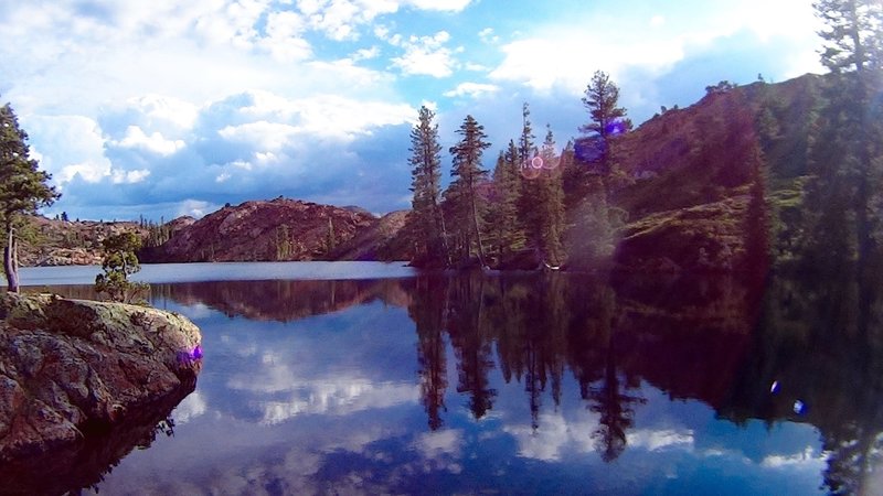 Sundown at Penner Lake, Tahoe National Forest.