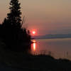 Sunrise along Yellowstone Lake.