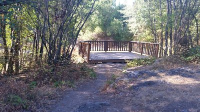 An observation platform by the pond allows for low-impact enjoyment of the aquatic area in the Dishman Hills Natural Area.