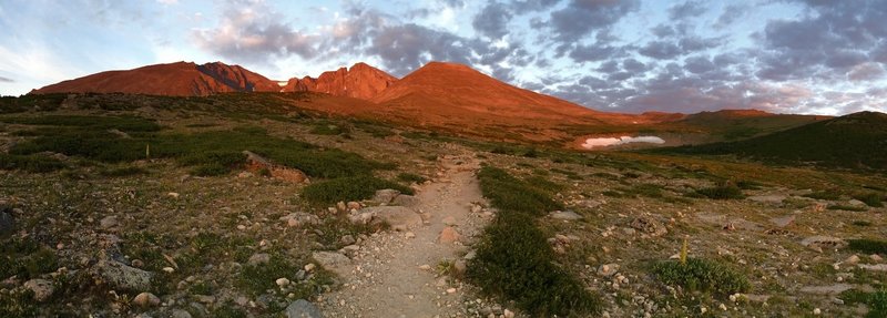 Sunrise on Longs Peak's Diamond.