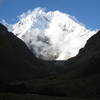 A view of the mountains of the Andes from the Salkantay Lodge.