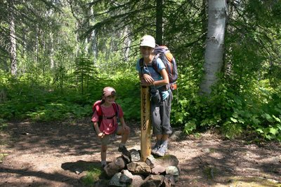 Family hiking trip on Isle Royale, Michigan.