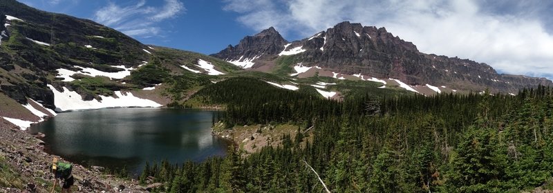 A view of Cobalt Lake in front of Two Medicine Pass