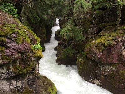 Avalanche Creek carving its way towards McDonald Creek.