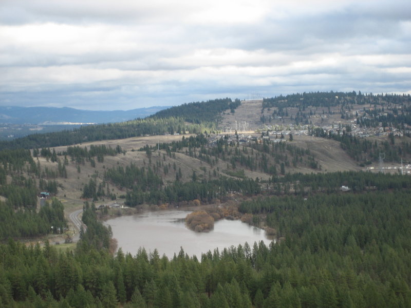 The view from the top of Pine Bluff toward the Spokane River.