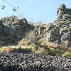 Looking up at the Basalt Bluffs about the terrace section of Trail 25.