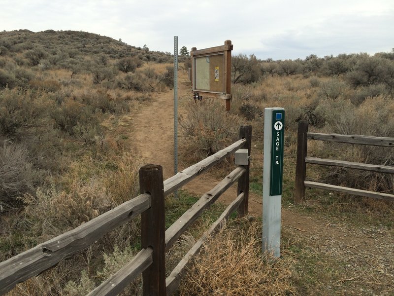 Trailhead begins just up from the parking lot on a dirt road. Trail marker signs are very obvious.