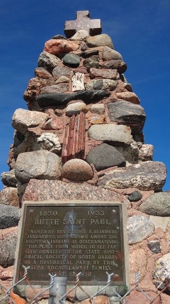 The historical monument at the top of the Butte St. Paul trail.