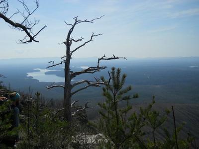 Linville River feeding into Lake James to the south.