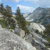 Looking east up the Lyell Fork of the Merced River.