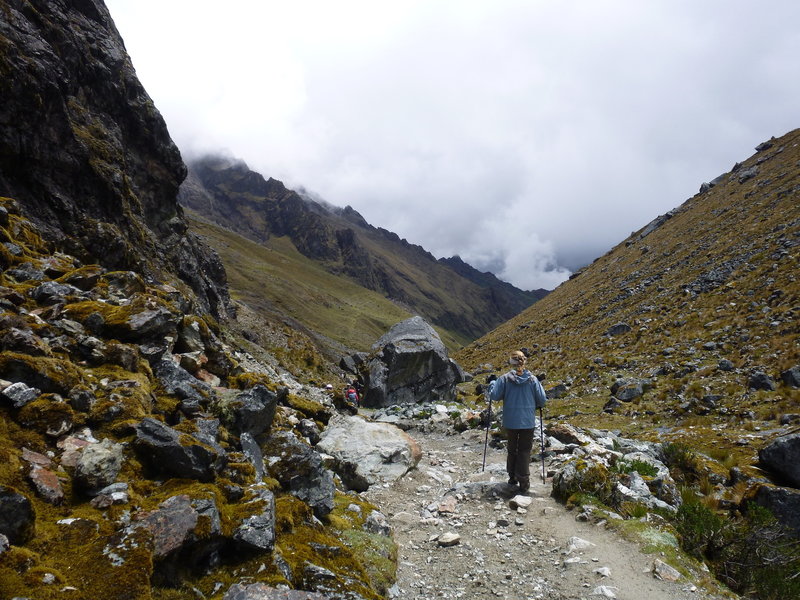 The trail was fairly wide and a little rocky. Trekking poles helped but were not required.