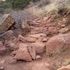 Nice traverse with small boulders aid in getting up the Morrison Slide Trail.