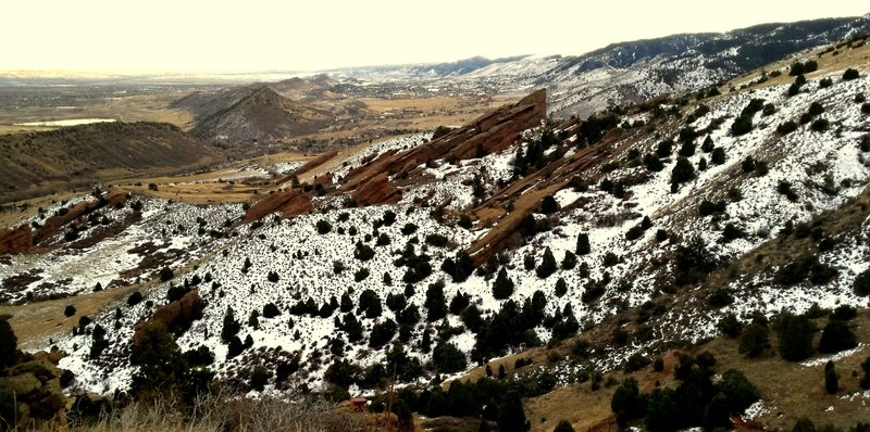 Overlooking Red Rocks Park to the south from the Morrison Slide Trail.