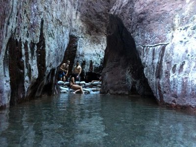 Kyle, Joey and Michelle relaxing in the springs.