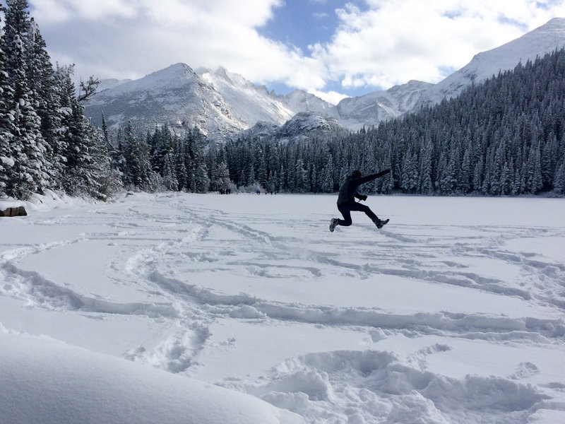 Jumping for joy in the fresh snow!