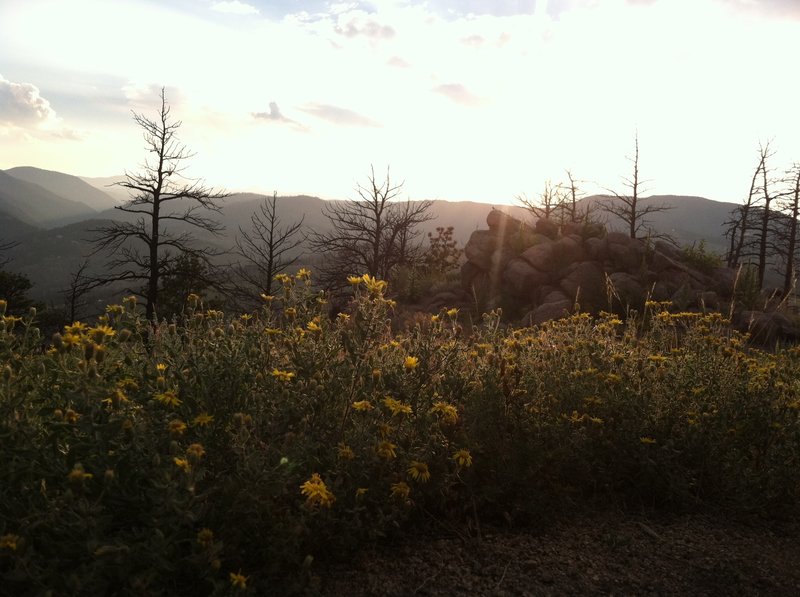 Sun setting behind the mountains.