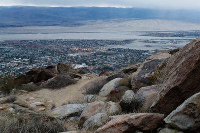Rain over Joshua Tree as seen from the Cactus to Clouds trail.