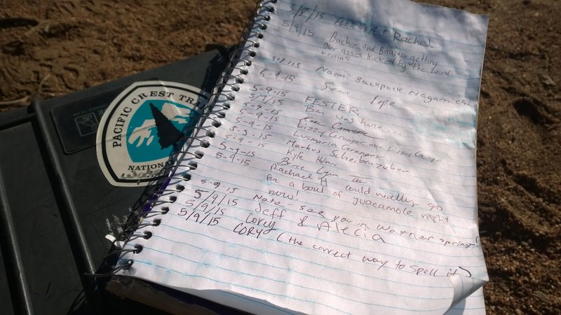 3rd Gate Trail Log - giving it 5 stars because there was a water cache here!!!