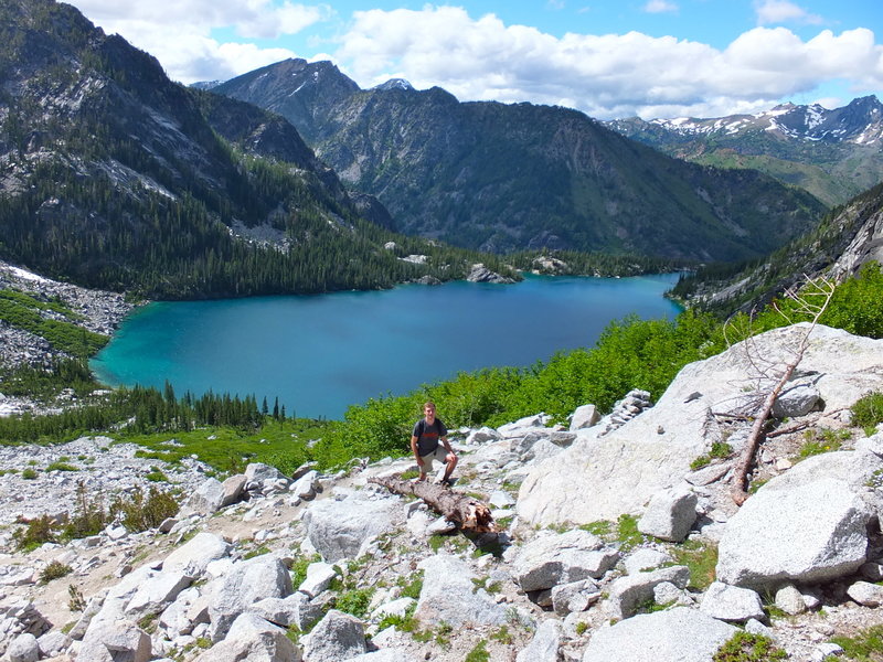 Climbing from the lake.