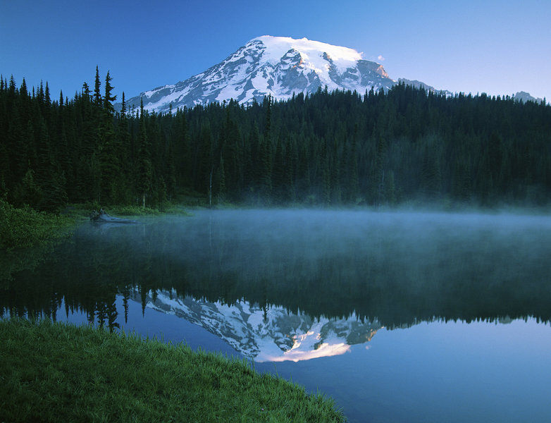 The view of Rainier from Relfection Lakes.