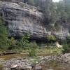 Sandstone bluffs rise from Sylamore Creek.