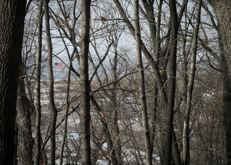 Looking down on Creve Coeur Lake from the Bootlegger's Run Trail.