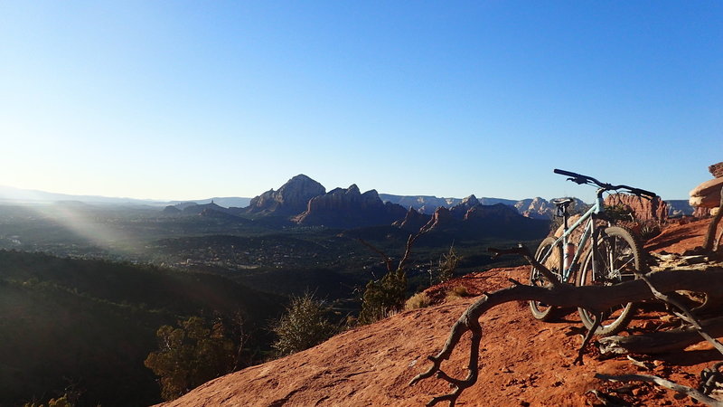 Looking out over the town of Sedona after the first long stretch of slick rock on the Hangover trail.