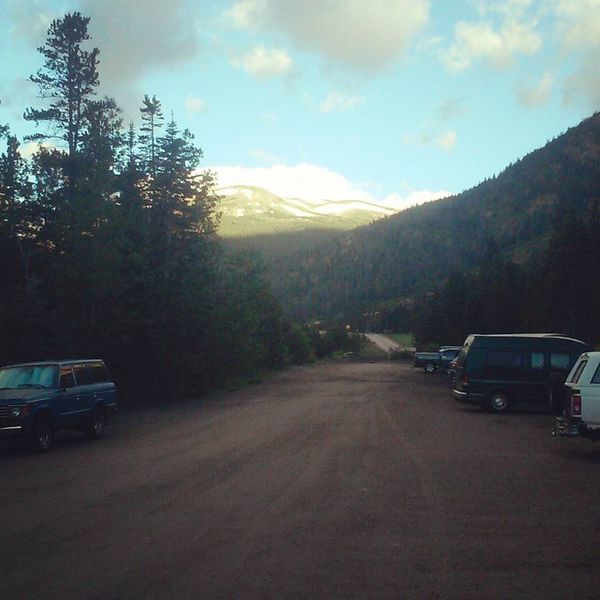 Sun coming up at the Herman Gulch Trailhead.