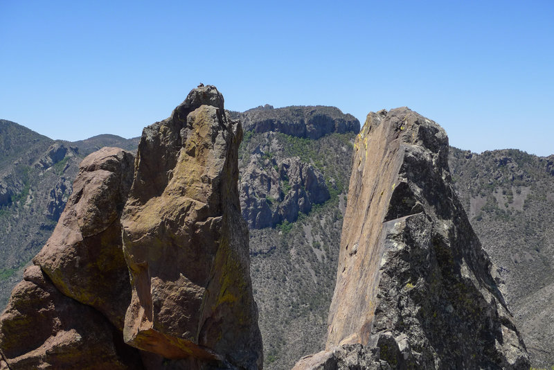 Beautiful rock formations litter the view at the top of the Lost Mine trail